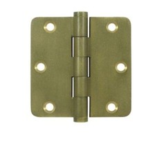 Deltana Solid Brass Hinge | 3-1/2 x 3-1/2 x 1/4 Radius | 4 Distressed Finishes