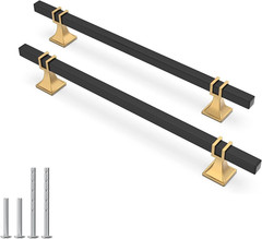 10 Pack Black and Gold Square Cabinet Pulls 7-1/2 Inch 192mm Kitchen Drawer