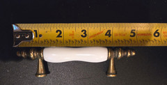 6 Ceramic and Brass 5” Dresser Drawer Pulls Almond Cabinet Handles With Screws