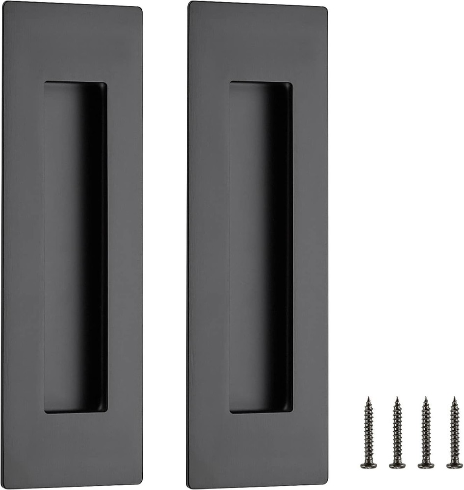 2 Pack Black Sliding Closet Door Handles Black Flush Pulls 7in Length Recesse…