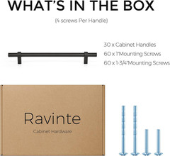 30 Pack Matte Black Cabinet Pulls 12-5/8″ Length with Square Base Handles