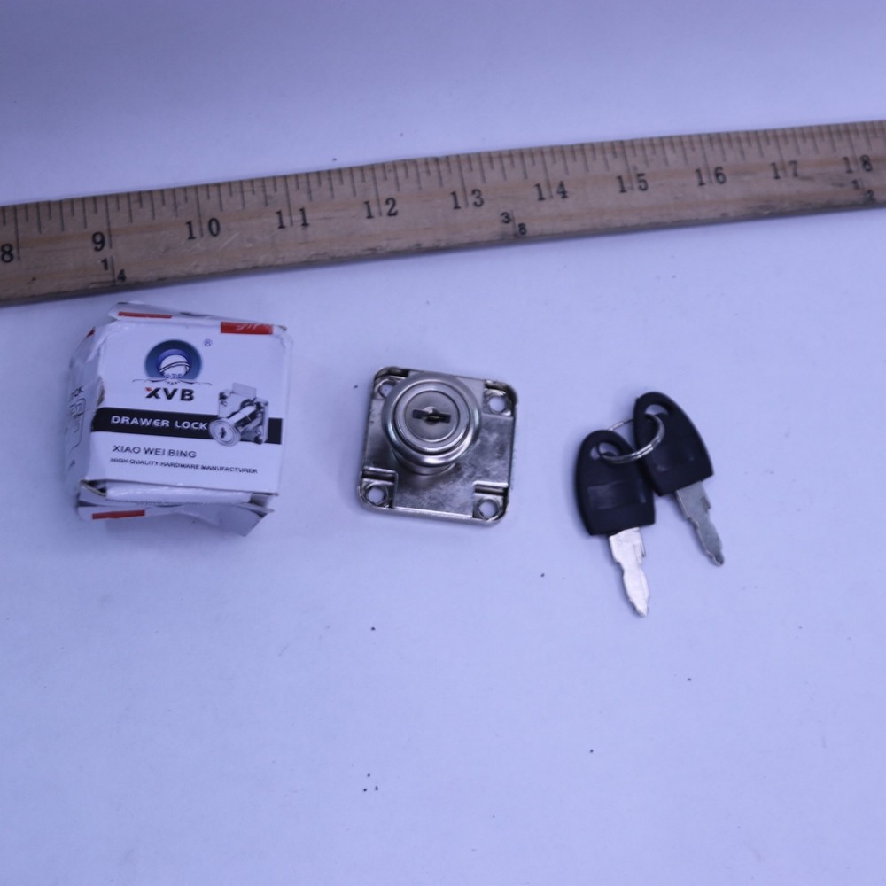 XVB Drawer Lock Cabinet Furniture Lock with 2 Keys Silver