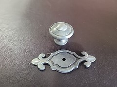 Knob And Backplate Set Antique Pewter Finish 1.25 In Diameter Knob