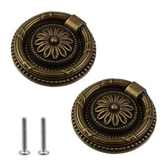 2PCS Antique Cabinet Pulls Hardware Drop Ring Handles Pulls Zinc Alloy Round …