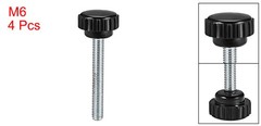 M6x44mm Male Thread Round Knurled Clamping Knobs Grip Thumb Screw on Type 4X