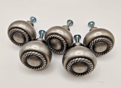 5 Rope Detailed Round Cabinet Knobs Antique Pewter Silver Nickel 1 1/4″