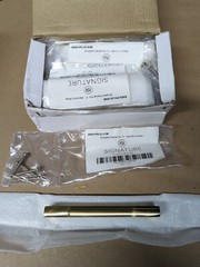 10- Signature Hardware Elongated Cabinet Pulls 5″ center Solid Brass Satin/Shiny