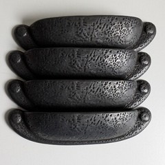 KBC metal bin pull textured drawer hardware 2005 Keeler Brass rustic set 4
