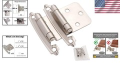 Durable Brushed Nickel Cabinet Hinges with Upgraded Screws & Bumpers – 50 Pc