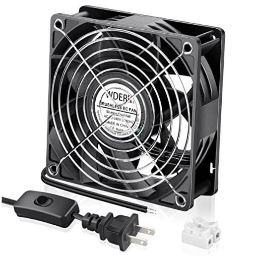 EC Axial Fan AC 110v 120v 220v 240v Ball Bearing High Airflow for 120mm x 38mm