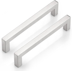 50 Pack 6-3/10 Inch Hole Centers Kitchen Cupboard Handles, Satin Nickel Stainles