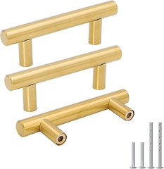 Goldenwarm 10 Pack 2-1/2 inch Gold Cabinet Handles Brushed Gold Cabinet Pulls