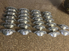 Lot of 25 Pre-owned Pewter Cup Cabinet Pulls 3″ Beautiful Swirl