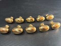 10 Hardware Solid Brass Gold Drawer Pulls Cabinet Knobs Oblong