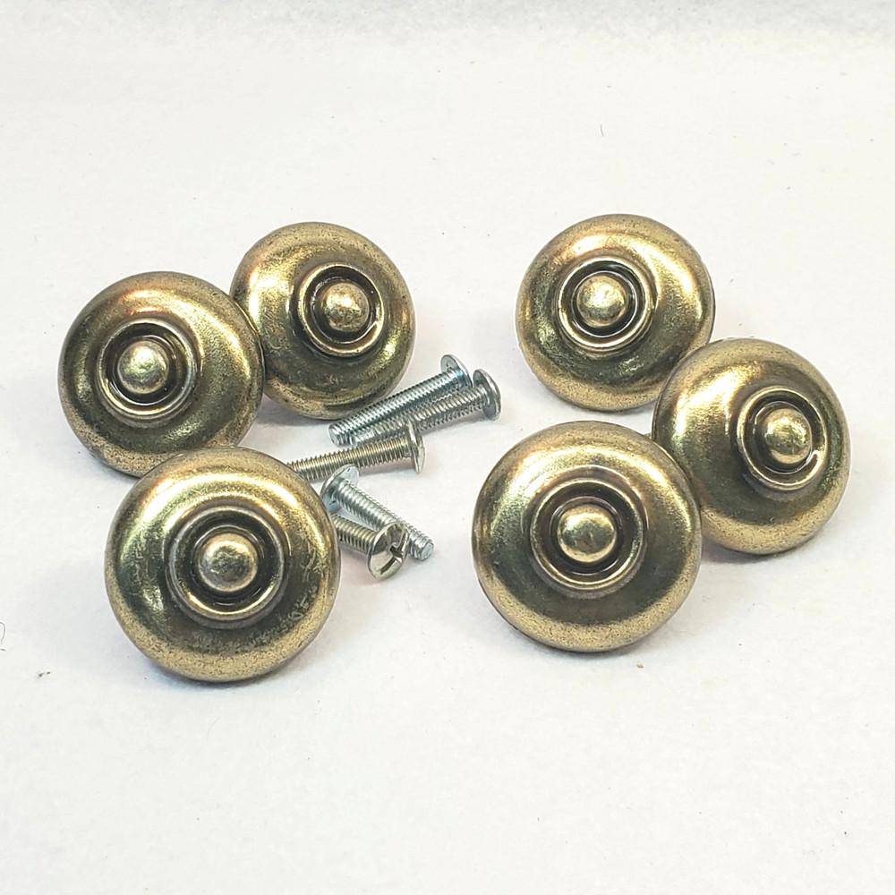 Set 6 Vintage Early American N264 0 Cabinet Drawer Knob Pulls w/screws