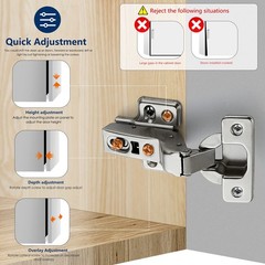Ravinte 4 Pack 2 Pairs European Kitchen Cabinet Hinges Insert, ‎Satin Nickel