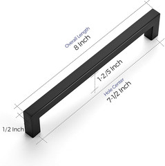 60 Pack Matte Black Cabinet Handles – 7.5″ Square Pulls for Kitchen & Drawers