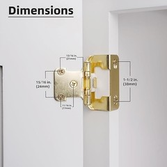 50 Pack 1/2″ Overlay Brushed Gold Cabinet Hinges for Cabint Doors (25 Pairs) …