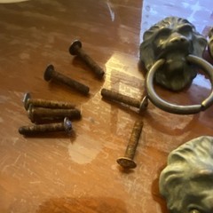 Lot of 7 Classic Antique Metal Lion Head Ring Cabinet Pulls w/ Screws