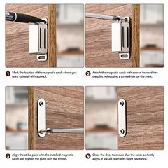 Cabinet Door Magnets, 60 Lbs Strong Magnetic Catch, Heavy Duty, 4 Pack, Silver