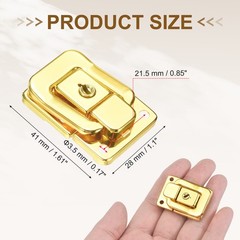 6Pcs Suitcase Lock Hasp with Screw and Key Metal Toggle Catch Latch, Gold