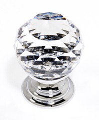 Alno C210-CLR/PC Chrome Crystal 1-1/4″ Round Cabinet Knob Polished Chrome Base