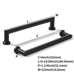 2 PCS 6 Inch 152mm Matte Black Cabinet Pulls HeavyDuty Kitchen Handles