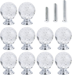 10 PCS Crystal Cabinet Knobs round Glass Bubbles Knobs Smooth Drawer Pulls Handl