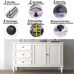 16 PCS Cabinet Knobs 12/5 Inch Round Matte Black Kitchen Drawer Hardware Pull