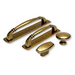 Backplate Antique Brass “Portofino” Drawer Pull and Knob