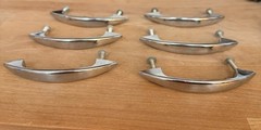 Vintage MCM Cabinet or Drawer Handles by Peabody Shiny Chrome Lot of 6 Pulls
