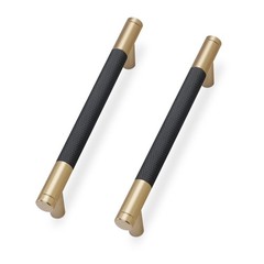 10 Pack Matte Black and Champagne Bronze Cabinet Pulls knurled 5 Inch Hole Ce…