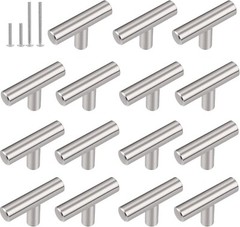 GOBRICO 15 PK. SATIN NICKEL FINISH 2″ SINGLE HOLE T-BAR CABINET KNOBS PULLS