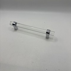 5” Clear Acrylic Drawer / Cabinet Pull Chrome / Zinc – 10 Pack W/screws