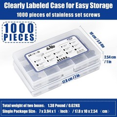 1000pcs Metric + SAE Set Screw Assortment Kit, Internal Hex Drive Cup-Point A…