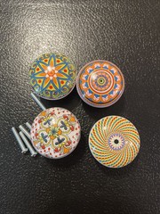 NEW Ceramic Multicolor Design Drawer Pulls Handcrafted In India Set Of 4