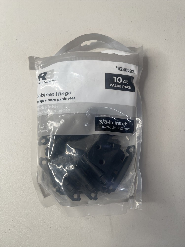 Reliabilt Cabinet Hinge 3/8-in Inset Black Finish 10 Ct New