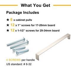 BEROSSA 6PK 8-4/5″ Brushed Nickel Cabinet Pulls Handles 224mm Hardware