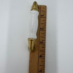 Vintage White Ceramic Brass Cabinet Pulls & Knobs Japan Hardware Lot