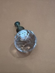 Vintage 60s Cut Glass CRYSTAL DOOR KNOB HANDLE PULL BRASS CABINET HARDWARE