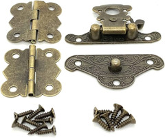 6Set Retro Design Jewelry Box Hinges and Antique Hasp Latch Decorative Cabinet D