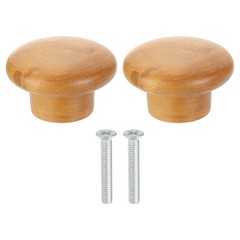 2Pcs Round Wood Drawer Knob 1 5/8″ Dia Round Head Dresser Knobs Beech