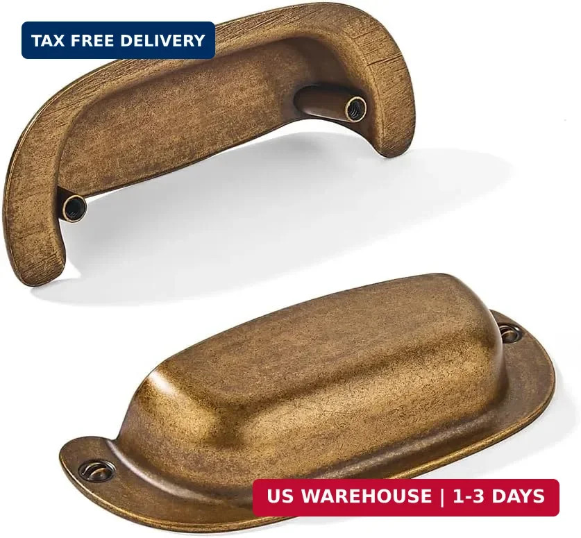 khtumeware 2 Pack 2-1/2″(64mm) Hole Center Vintage Drawer Retro Pulls Antique Br