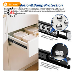Ubisin Full Extension Ball Bearing Drawer Slides 12 Inch Side 12 Inch, Black
