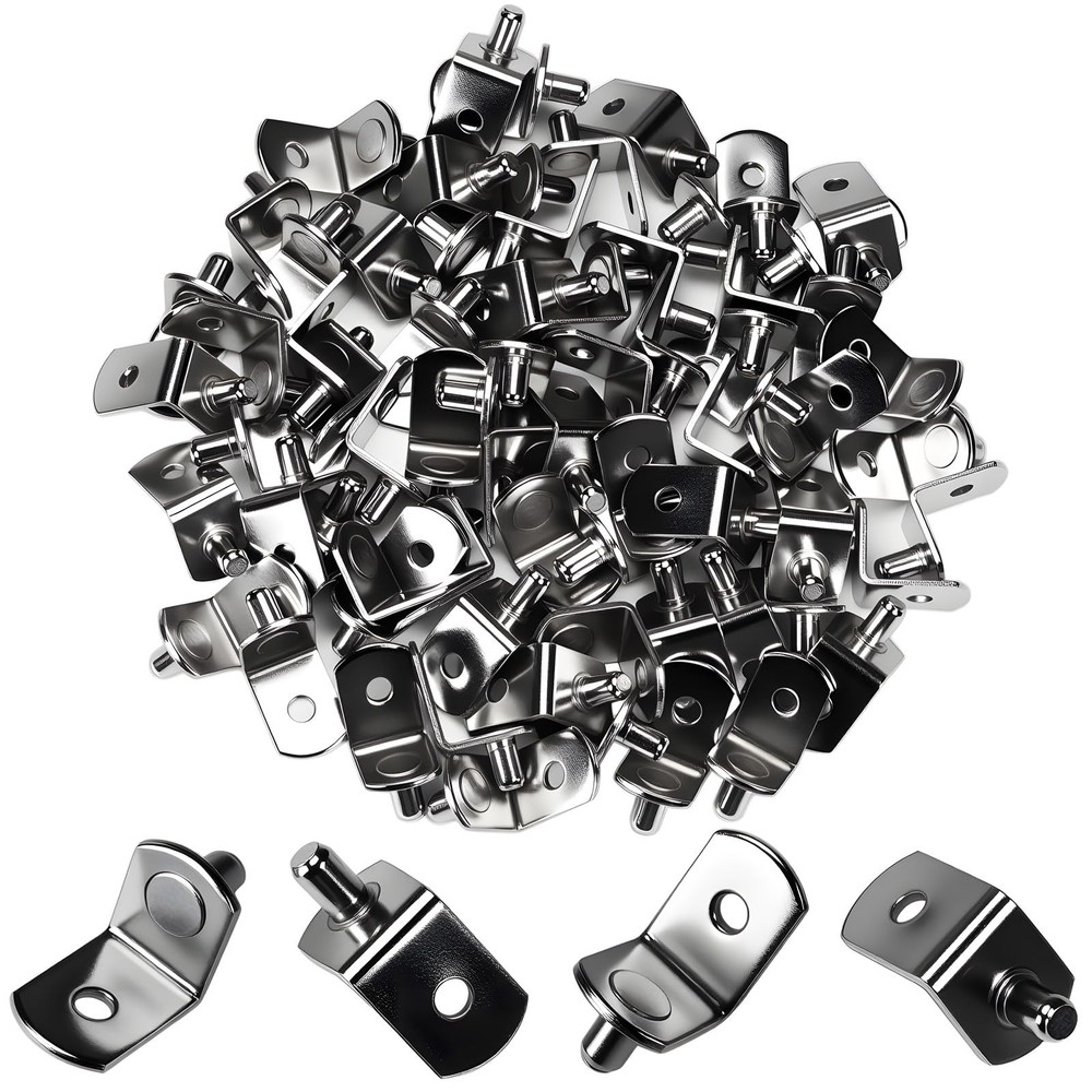 70 PCS 5mm L-Shape Shelf Pegs Metal Cabinet Bookshelf Support Pins Holders
