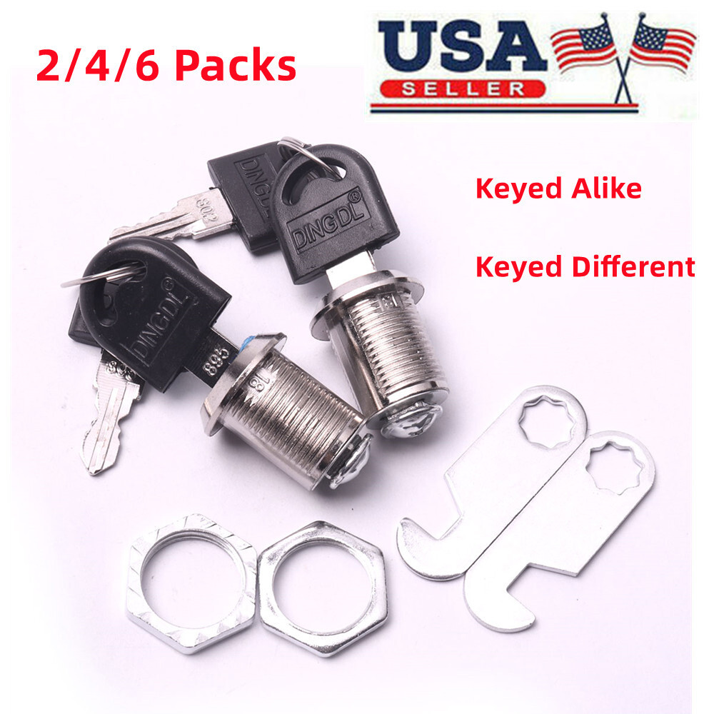 2/4/6PCS 20mm Tool Box Desk Drawer Cabinet Cylinder RV Tubular Cam Locks + Keys
