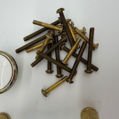 Vintage White Ceramic Brass Cabinet Pulls & Knobs Japan Hardware Lot