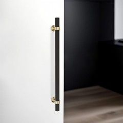 Matte Black & Brushed Gold Knurled 10in (254mm) Drawer Handle Cabinet Pull 10PK