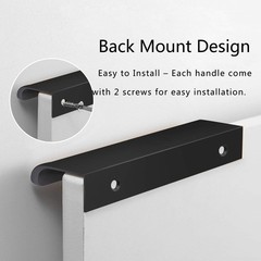 12 PCS Black Back Mount Finger Edge Pull 300mm/11.8 Inch Aluminum Hidden