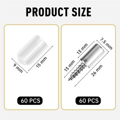 30 Pc or 60 Pcs Shelf Pins with Non-Slip Sleeve, Self Tapping Screw Support